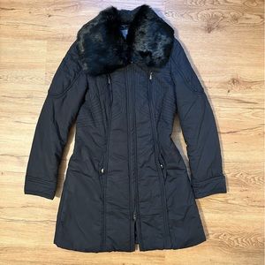 A|X Armani Exchange Black Coat with Removable Fur Collar Size S